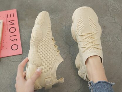 Leisure Mesh Flat Platform Knited Women Sneakers
