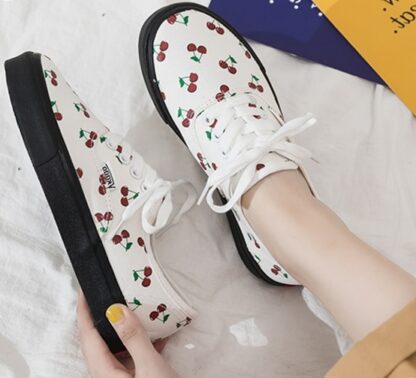 Spring Autumn Flat Canvas Sweet Cute Floral Women Sneakers
