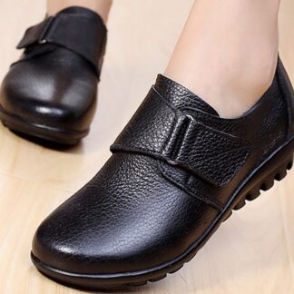Spring Autumn Hook Loop Genuine Leather Oxfords Women Flat Loafers Shoes Moccasins
