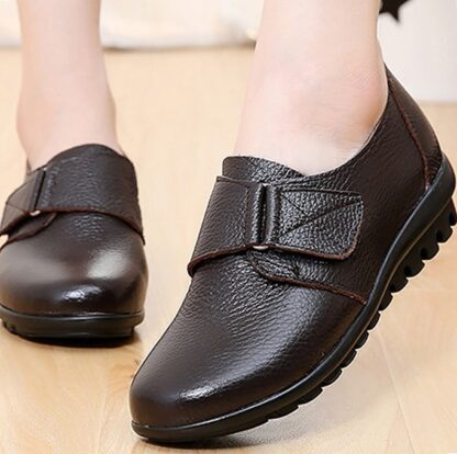 Spring Autumn Hook Loop Genuine Leather Oxfords Women Flat Loafers Shoes Moccasins