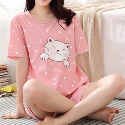 Summer Short Sleeve Cute Sleepwear Pajamas For Women