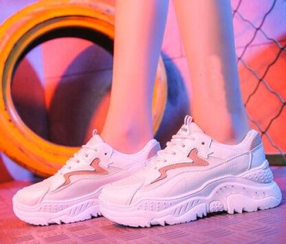 White Platform Mesh Sneakers For Women
