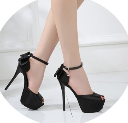 Elegant Party Club Bow Peep Toe Platform Thin High Heels Pumps Cute Sweet Platform Women Shoes