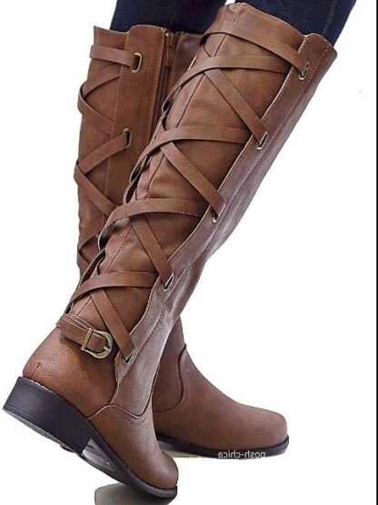 Fashion Elegant Spring Autumn Waterproof Square Heel Knee High Women Boots