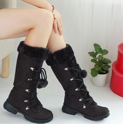 Warm Winter Mid Calf Thick Plush Flock Women Snow Boots