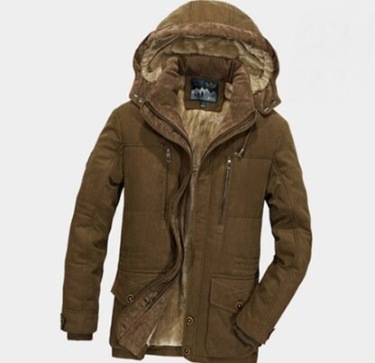 Winter Warm Elegant Windbreaker Parka Detachable Hood Fleece Fur Men Jacket
