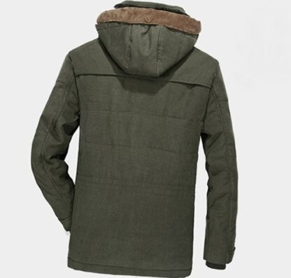 Winter Warm Elegant Windbreaker Parka Detachable Hood Fleece Fur Men Jacket