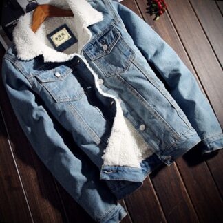 Winter Warm Jeans Denim Fur Fleece Men Jacket