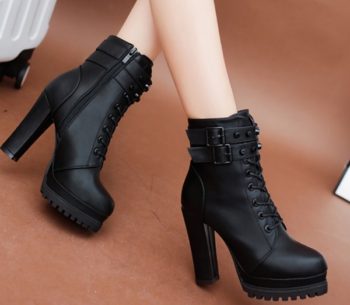 Black Elegant Platform Plush Winter Ankle Super High Sexy Women Boots