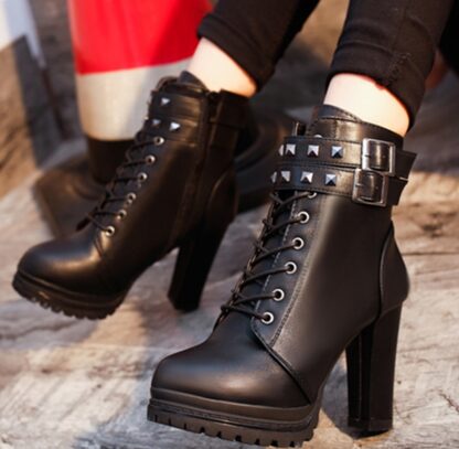 Black Elegant Platform Plush Winter Ankle Super High Sexy Women Boots