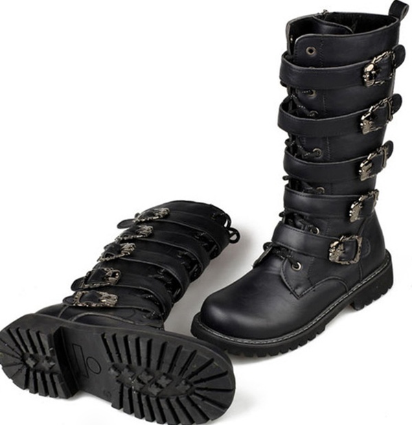 mens black leather motorcycle boots