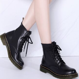 Casual Autumn Winter Plush Fur Motorcycle Ankle Genuine Leather Women Boots