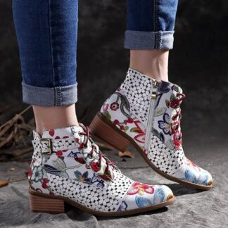 Fashion Elegant Party Ankle Floral Boots for Women