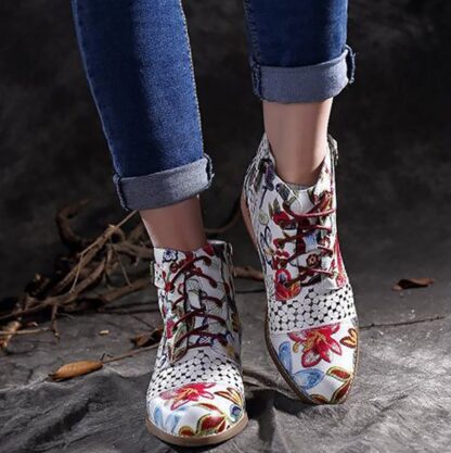 Fashion Elegant Party Ankle Floral Boots for Women