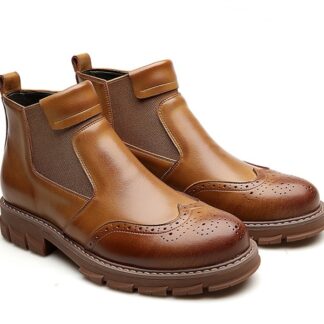 Genuine Leather Autumn Winter Warm Elegant Fur Plush Men Martin Boots Shoes
