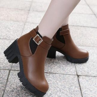 Spring Winter Platform Square Heel Ankle Martin Women Boots