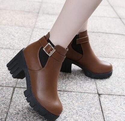 Spring Winter Platform Square Heel Ankle Martin Women Boots