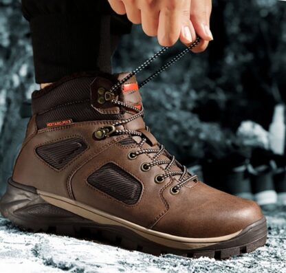 Warm Winter Leather Snow Hiking Plush Fur Waterproof Men's Boots