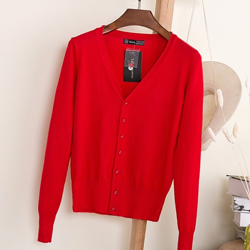 Autumn Spring V-Neck Knitting Buttoned Women Cardigan Pullover Sweater ...