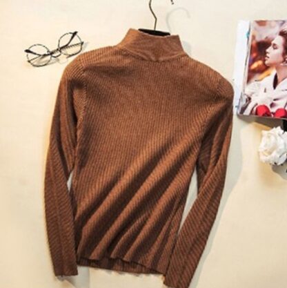 Autumn Winter Turtleneck Cotton Elasticity Slim Women Sweater Pullovers