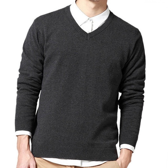 Casual Cotton Knitted V-Neck Men Sweaters Pullover | cheapsalemarket.com