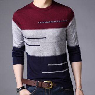 Casual O-Neck Striped Men Sweater Pullover