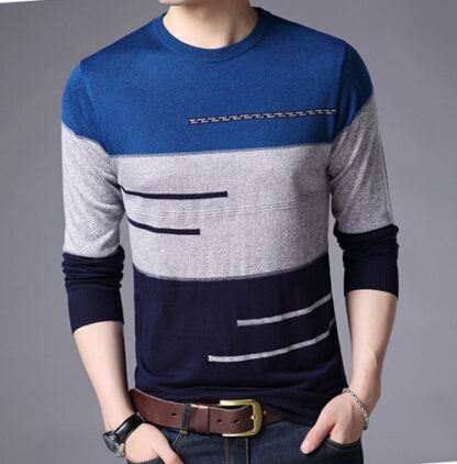 Casual O-Neck Striped Men Sweater Pullover