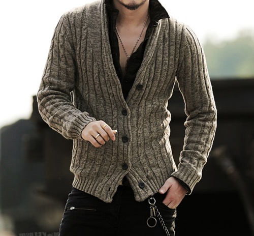 Casual Wool Cotton Cashmere Elegant Fashion Men's Sweater Cardigan ...