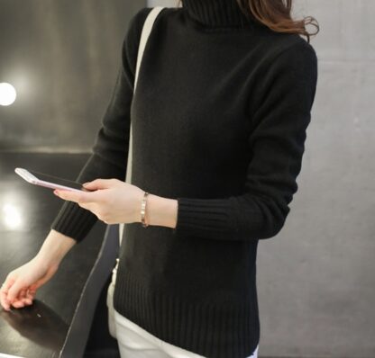 Elegant Elastic Wool Knitted Winter Women Sweater