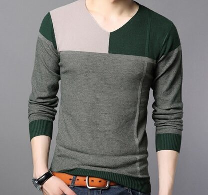 Fashion Elegant V-Neck Slim Men Sweater Pullover