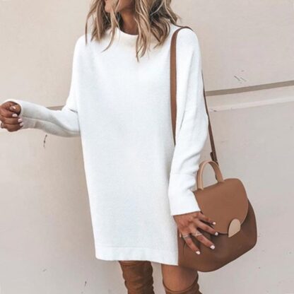 Streetwear Turtleneck Cotton Slim Long Pullover Women Sweaters Dress