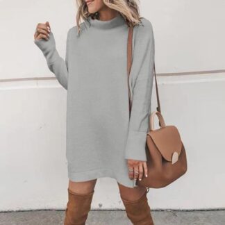 Streetwear Turtleneck Cotton Slim Long Pullover Women Sweaters Dress