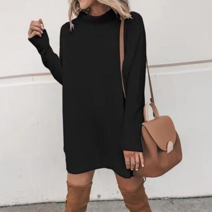 Streetwear Turtleneck Cotton Slim Long Pullover Women Sweaters Dress