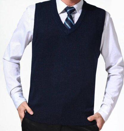 V-Neck Wool Cashmere Sleeveless Men Sweater Vest Pullover