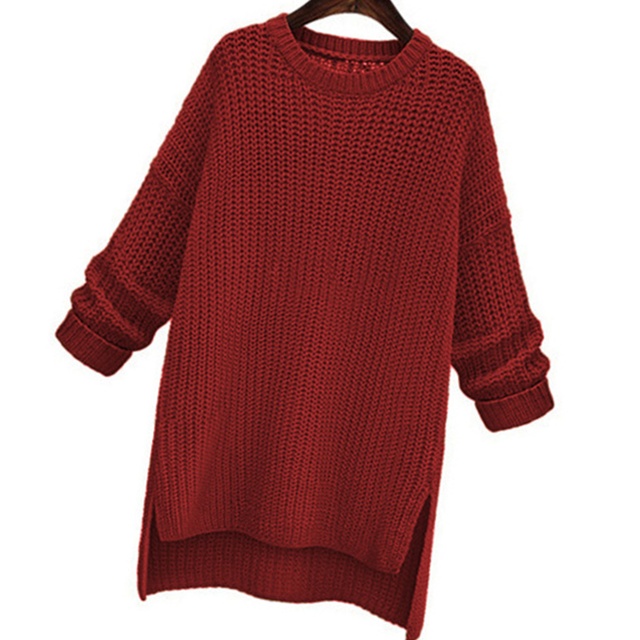 Winter Long Cotton Knitted O-Neck Sweet Cute Women Pullovers Sweater ...