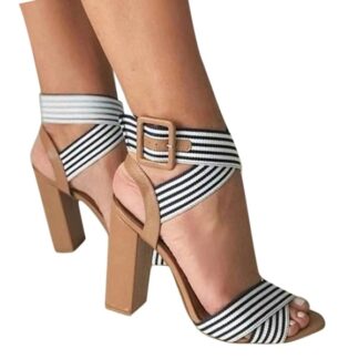Casual Fashion Summer High Heels Stripe Women Sandals