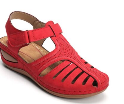 Casual Wedges Leather Soft Hollow Beach Sandals for Women