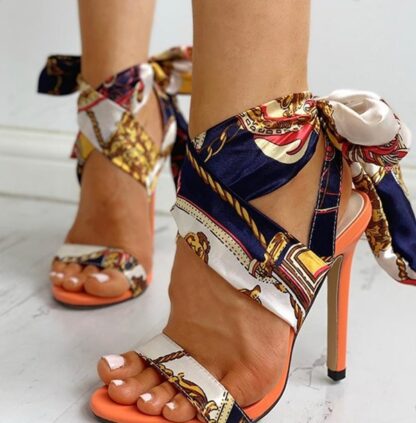 Elegant Party High Heels Floral Gladiator Women Summer Sandals Shoes