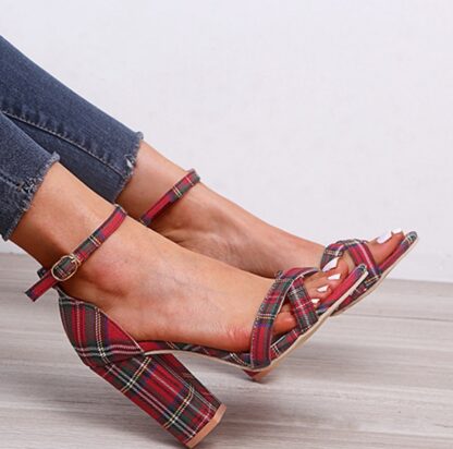 Sexy High Heels Platform Summer Women’s Plaid Shoes Sandals