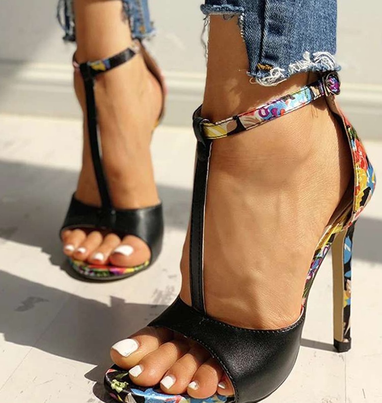 Summer Sexy Peep Toe High Heels Floral Womens Sandals | cheapsalemarket.com