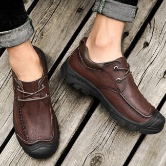 Autumn Winter Genuine Leather Waterproof Ankle Men Loafers Boots Shoes