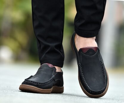 Casual Slip-On Loafers Moccasins Men Genuine Leather Shoes