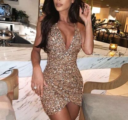 Club Backless Party Bodycon Sexy Mini Sequin Women Dress