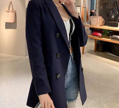 Spring Summer Office Double Breasted Women Blazer Coat