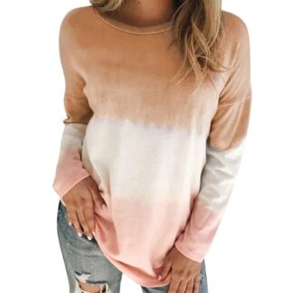 Casual O-Neck Print Pullover Striped Sweatshirt for Women