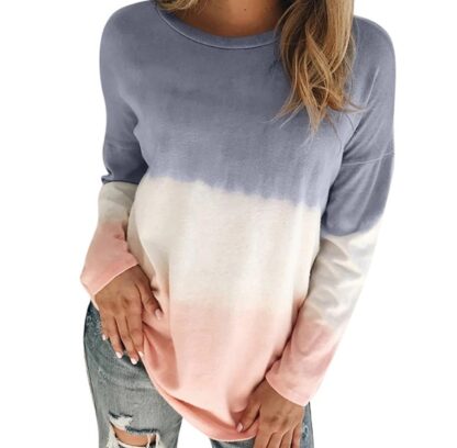 Casual O-Neck Print Pullover Striped Sweatshirt for Women