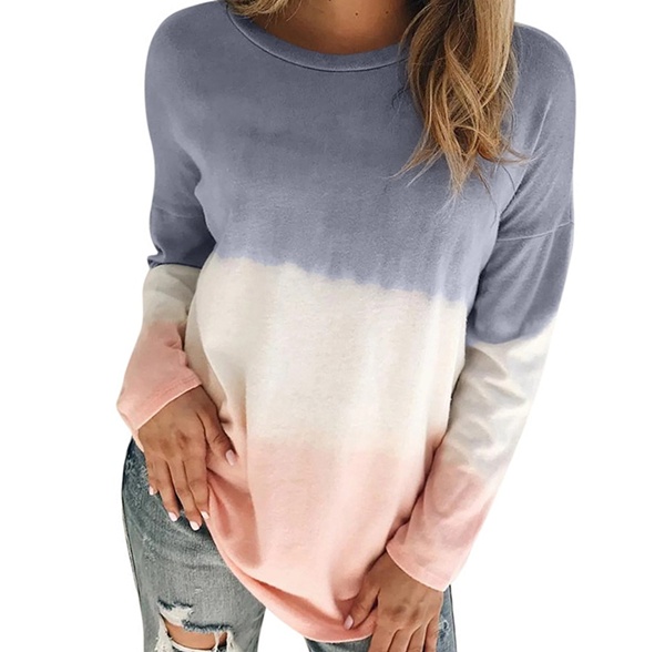 Casual O-Neck Print Pullover Striped Sweatshirt for Women ...