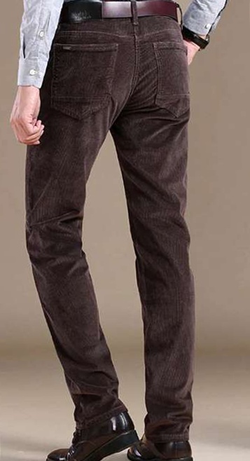 Mens Velvet Straight Long Pants Formal Slim Casual Fall Trousers Warm Tapered @