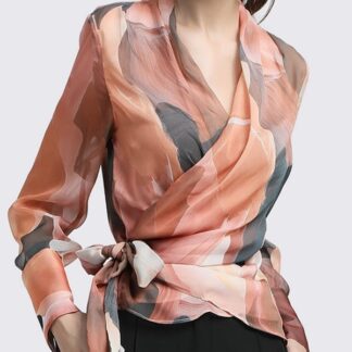 Fashion Elegant Casual Print Long Women Shirt Blouse