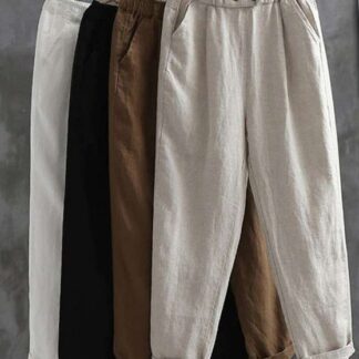 Streetwear Elastic Waist Cotton Harem Women's Ankle Length Pants